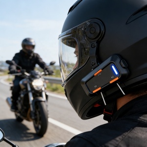 Nouveau <span class=keywords><strong>casque</strong></span> de moto pour adultes BK en ABS avec <span class=keywords><strong>casque</strong></span> intégré, étanche, antibruit, effet lumineux RVB, ajustement universel, interphone - Product Image 4