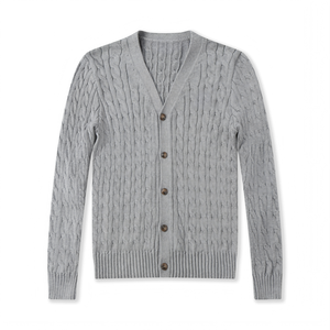 Cárdigan de Punto 100% Algodón para <span class=keywords><strong>Hombre</strong></span>, Estilo Preppy, Casual Chic, Agradable al Tacto, Corte Clásico con Cuello en V, para Primavera y Otoño - Product Image 1