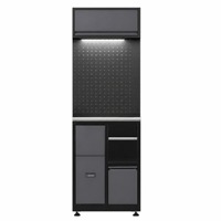 Station de travail modulaire en acier avec armoire à outils, plan de travail en acier inoxydable, éclairage LED, prises électriques, OEM/ODM/OBM, taille personnalisable, antirouille