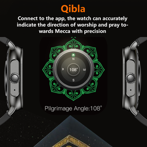 Reloj inteligente islámico M77 <span class=keywords><strong>hebreo</strong></span> bengalí turco persa Farsi árabe Corán Hadith musulmán oración alarma Qibla dirección TFT cuadrado - Product Image 5