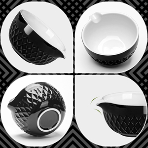Juego de Té Matcha Tradicional Japonés de 7 Piezas, con Tazón de Cerámica, Batidor de Bambú, Cuchara para Té, Porcelana Negra - Product Image 5