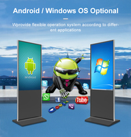 Layar Digital Signage 43 Inci HD IPS LCD dengan Sistem Operasi Android, Pemutar Media Otomatis, Poster Vertikal untuk Iklan Dalam Ruangan, Model Berdiri Lantai