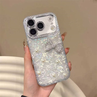 Coque DIY Bling Diamant 3D Nœud Papillon Paillettes Cœur Laser pour iPhone 18 Pro Max 17 Air 16 15 Plus