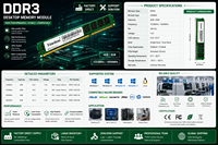 En stock, Ymeiton 8 Go DDR3 ECC 1600 MHz 240 broches DIMM 1,5 V PC3-12800 pour PC de jeu/ordinateur de bureau