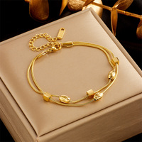 Venta Directa de Fábrica, Joyería de Moda de Verano, Chapada en Oro de 18k, Pulsera de Acero Inoxidable con Mariposa, Perla, Flor y Diamantes para Mujer