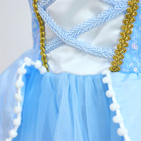 Großhandel Blue Princess Kleider für Kinder Mädchen TV & Film Kostüme mit Halskette Set Mädchen Pailletten kleid