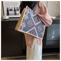 Nouveau sac fourre-tout à bandoulière de grande capacité pour femmes sac à main de Style ethnique fermeture ouverte Polyester à la mode étudiants sacs à provisions