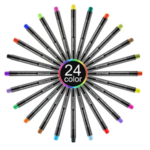 24 Kleuren Waterdichte Colorfast Textiel Marker Pen Permanente Kleur Pen Voor Diy Kleding Kunst Graffiti Tekening Schilderij Pen