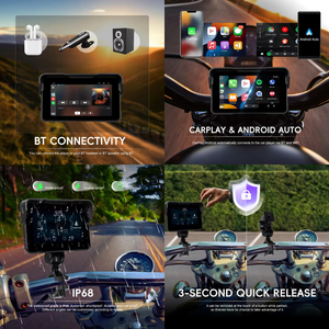 หน้าจอ IPS สำหรับมอเตอร์ไซค์แบบพกพาขนาด 5 นิ้ว ยี่ห้อ Podofo พร้อมระบบ Wireless Carplay/Android Auto รองรับ BT กันน้ำระดับ IP68 ถอดออกง่าย รวดเร็ว รับผลิตแบบ ODM/OEM - Product Image 2