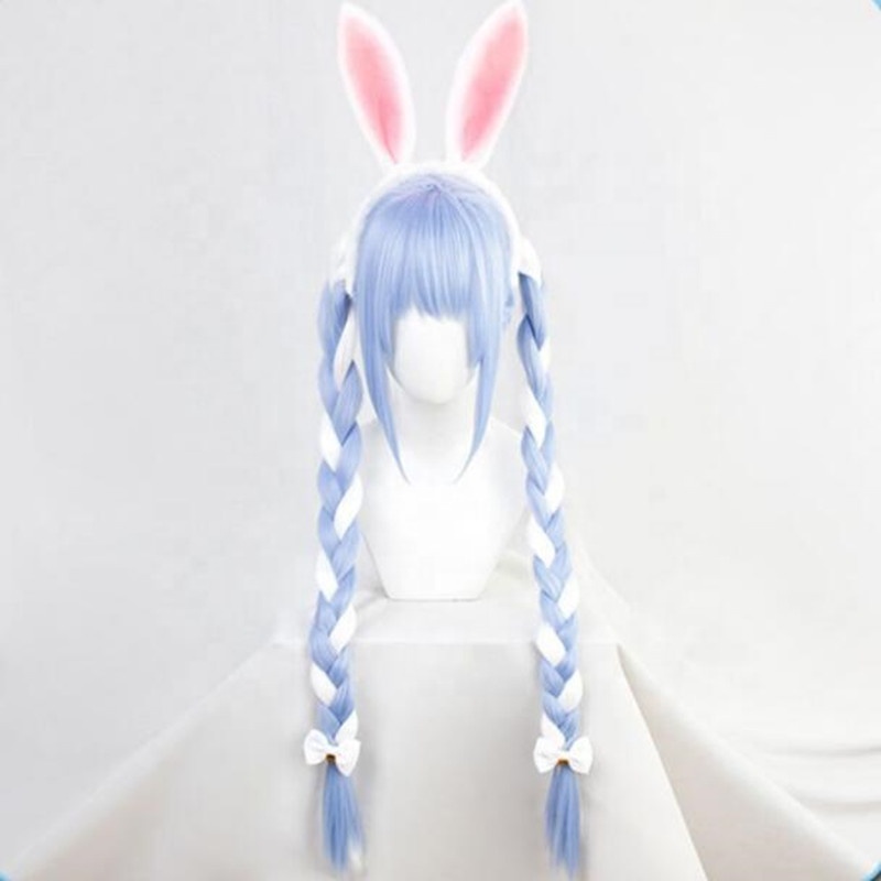 卸売80cmロングブルーホワイトミックスバーチャルYouTuberうさだ