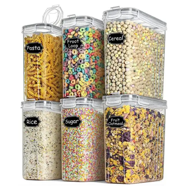 6pcs Pack Set 4L Cereal Containers Storage 135.2oz BPA Free Airtight Food Storage Containers Kitchen Pantry Organization
