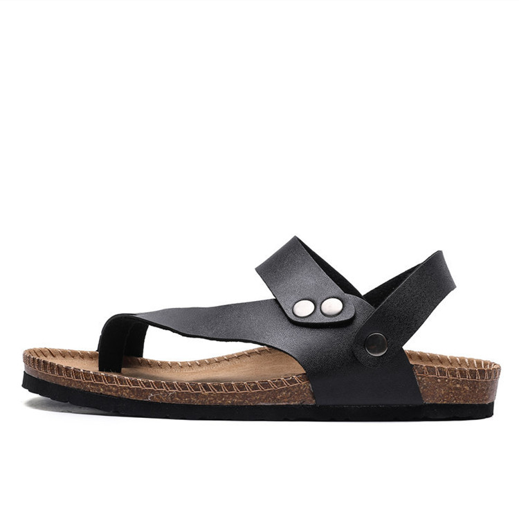 Female Slippers and Sandals Summer Beach Open Toe Slides Cork Slipper Leather Sandals for Men