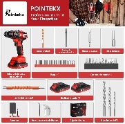 Trapano a percussione brushless 21V 1.5Ah Rosso Nero a velocità variabile, utensile professionale per la lavorazione del legno - Product Image 3