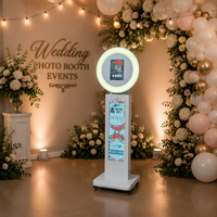 Machine de photomaton de mariage compatible avec iPad 10.2/10.5/10.9/11/12.9/13 pouces, photomaton selfie pour iPad avec anneau lumineux RGB et valise de transport