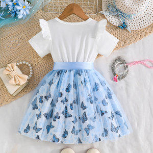 Elegante Vestido Floral para Niñas de 4 a 8 Años, Hermoso Vestido con Flores, Mangas Cortas, Lindo Lazo, Ropa de Fiesta para Niños, Bebé - Product Image 2