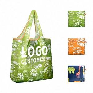 Portable Advertising Reusable <b>Folding</b> Shopping Bag 190T Polyester Foldable Superet Grocery Tote Bag - Product Image 1