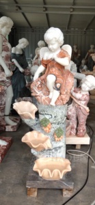 Petit mur <span class=keywords><strong>de</strong></span> boisson sculpté à la main, <span class=keywords><strong>fontaine</strong></span> d'eau en marbre avec Statue <span class=keywords><strong>de</strong></span> Cherub en pierre, prix bon marché - Product Image 5