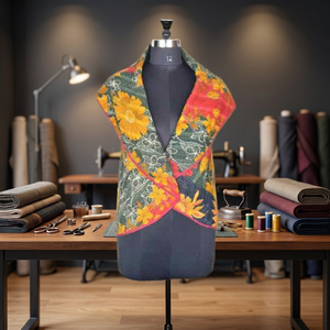 Chaqueta Kantha acolchada con estampado de punto fino, hecha a mano, Vintage - Product Image 2