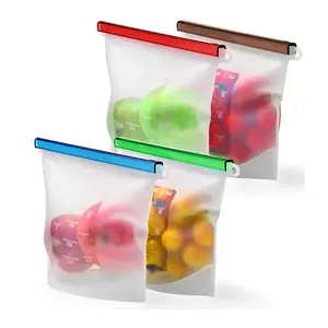 Bolsas de almacenamiento de silicona reutilizables a prueba de fugas, bolsas de congelador sin BPA para alimentos, marinado, carne, fruta, cereales