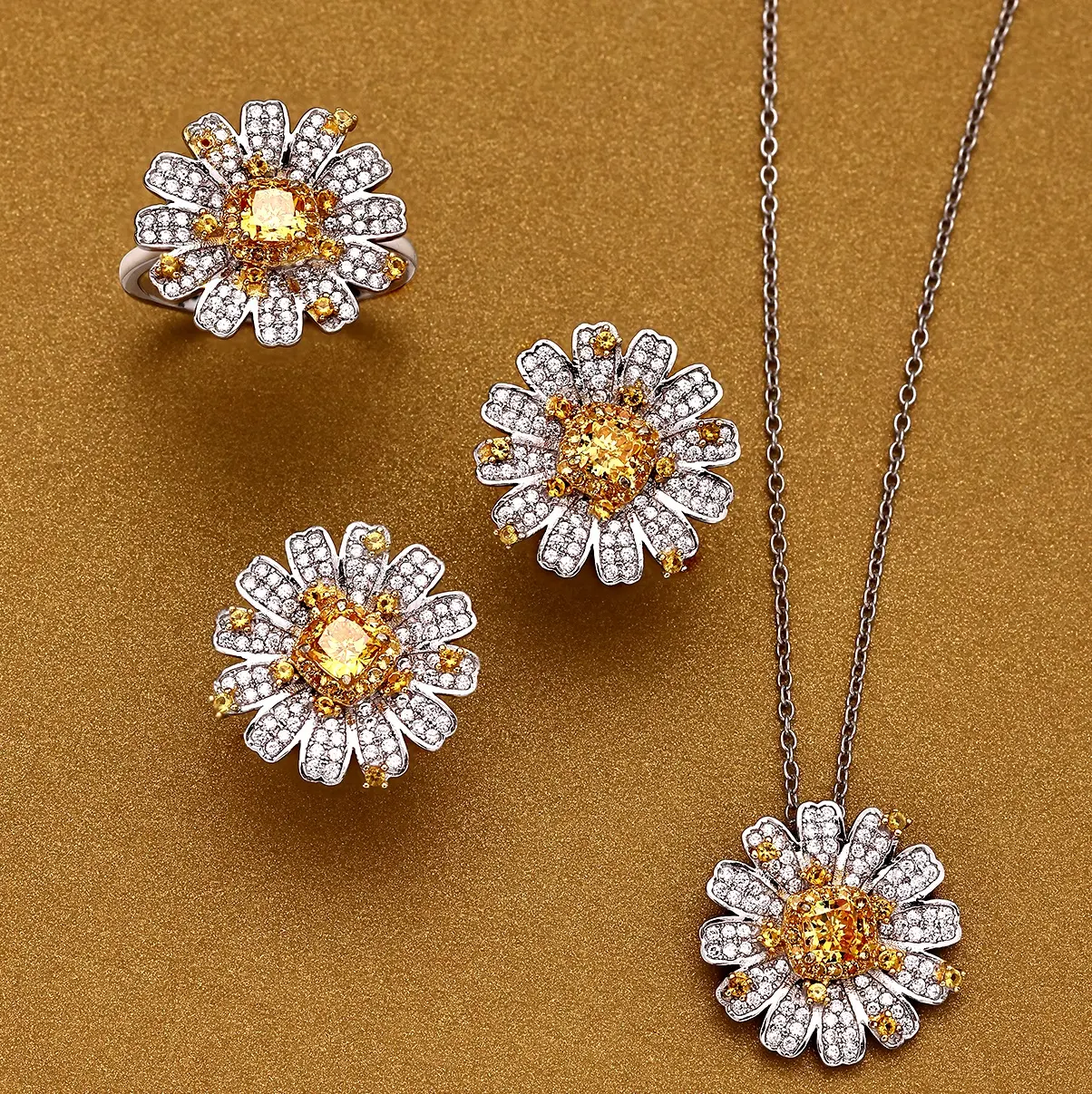 Perak murni mewah mode lucu zirkon 925 perak perhiasan mode set perhiasan kalung zirkonia Halus Set Perhiasan untuk wanita