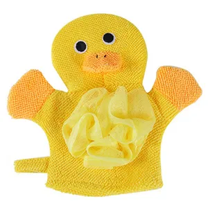 Kukla banyo yıkama Mitt havlu hayvan tasarımları çocuklar için banyo oyuncak sevimli bebek çocuk banyo sünger/Mitt/eldiven çocuklar için