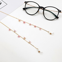 Chaîne de perles plaquées or par sublimation chaîne de lunettes fleur colorée chaîne de masque bohème antidérapant en métal bijoux de chaîne