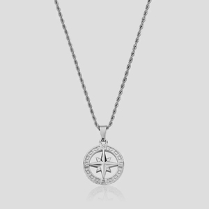 Ispire gioielli da uomo collana a catena a maglie in acciaio inossidabile Non appannato pendente a stella del nord <span class=keywords><strong>con</strong></span> <span class=keywords><strong>bussola</strong></span> a gettone alla moda - Product Image 4