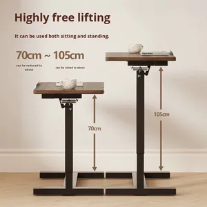 Modern <span class=keywords><strong>design</strong></span> massief houten nachtkastje Verplaatsbare liftbank Klein eenvoudig bureau Luie tafel Bed Computertafel - Product Image 4