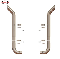 Kits d'échappement chromés Bull Horn Stack 304 SS Bull Hauler de 7 pouces pour Peterbilt 378 379