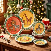 Assiettes en papier imprimées colorées pour fêtes d'anniversaire, assiettes en papier pour micro-ondes, assiettes jetables résistantes à la graisse pour le service des aliments