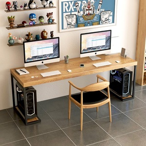 Scrivania per <span class=keywords><strong>Computer</strong></span> da Gaming in Legno Massello Semplice e Resistente con Doppio Piano e Design ad Angolo - Product Image 2