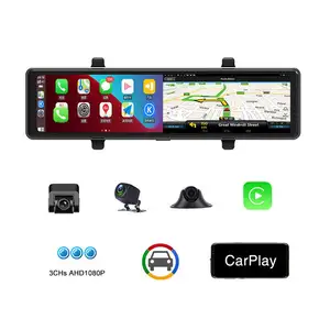 12'' Car Video Recorder Mirror 3CHs Camera AHD1080P Mirror Car DVR Carplay & Android Auto WIFI Parking Monitor