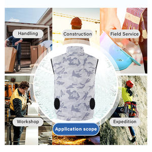 سترة صيفية بدون أكمام مروحة تبريد بوليستر مموهة للصيد ملابس مكيفة الهواء مع ديكور جيب للاستخدام الخارجي - Product Image 5