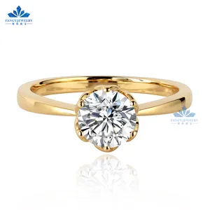 Real Diamond Jewelry 1 Carat 18K White Gold VVS Round Lab Grown Diamond Engagement Rings Classic Solitaire Diamond Ring