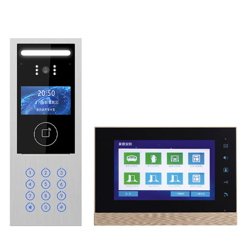 Appartementen Gebouw Deurbel Bedrade Video Intercom 7 Inch Tcp/ip Video Deurtelefoon Met Touchscreen