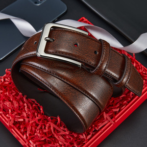 Men's Genuine Leather <b>Pin</b> Buckle Belt – Premium <b>Split</b> Leather Business Casual Waistband, Custom Logo Available - Product Image 2