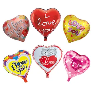 Ballon en aluminium de ballons de fête d'amour en forme de coeur de 18 pouces Offres Spéciales d'usine pour la décoration extérieure de mariage