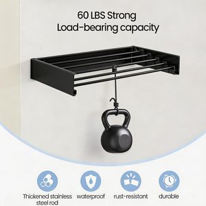 Hot Sale Heavy-Duty Metal Foldable <b>Hook</b> Creative Home Solution Wall-Mounted Bathroom Towel Clothes Drying Rack <b>Tools</b> Bags - Product Image 2