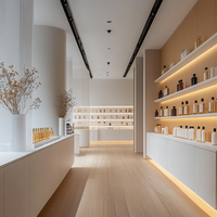 Aménagement de boutique de cosmétiques moderne, design de présentoir de parfums, étagères de présentation de parfums avec éclairage
