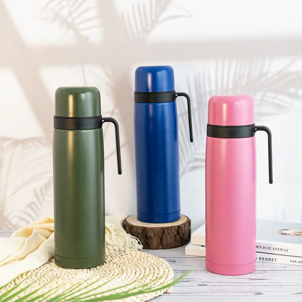 Hot Sale 1.0L Yerba Mate Argentina Thermos Double Wall Stainless Steel Vacuum Cup Termos Flask Water Bottle With Handle