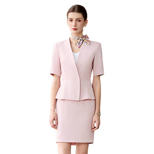 White Summer Suit Skirt Set For Women Short Sleeve Professional Hotel Uniform 2025 New Style - Product Image 5