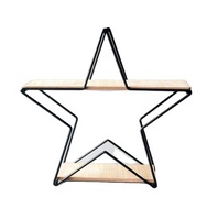 Étagère murale en métal en forme d'étoile, décorations en bois