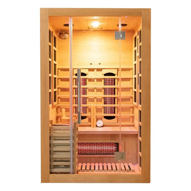 2026 Modern Design Outdoor Far-infrared Sauna Made of Hemlock Solid Wood, Suitable for 2-3 People