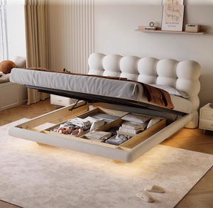 Cama de suspensión de burbujas de viento crema Simple <span class=keywords><strong>Netflix</strong></span> tapizado Puff Lambswool tela cama doble y King Size - Product Image 4