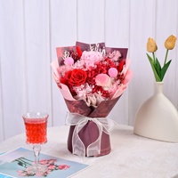 Buket Bunga Mawar Awet Buatan Tangan dengan Kotak Hadiah Romantis untuk Valentine, Ulang Tahun, Pernikahan, Thanksgiving, Natal, Hadiah untuk Wanita