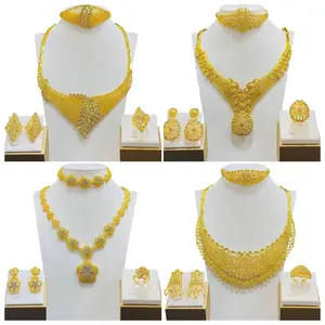 Vente en gros Dubai Jewelry Set Dubai Bridal Full Diamond Necklace Fashion Jewelry Gold Plated