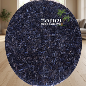 Tapis shaggy indien noué à la main, unique en son genre, 6' x R, en laine, coton, viscose, collection ABC Rugs Kilims - Product Image 3
