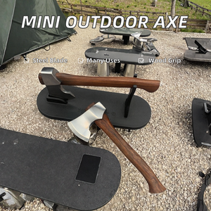 Thewizcrafts – Mini hache multifonctionnelle de haute qualité en acier inoxydable avec manche en bois naturel, ensemble d'outils EDC pour le camping et l'industrie en extérieur - Product Image 2