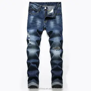 Высокое качество мужские джинсовые брюки рваные жесткие тонкие джинсы оптом джинсы для мужчин