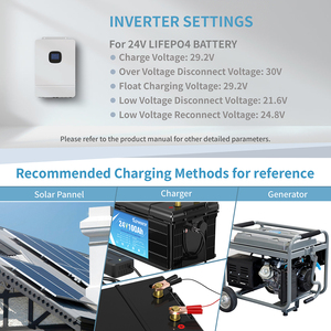 Kepworth <b>24V</b> 100Ah Rechargeable Lithium <b>Battery</b> with BMS 25.6V 100Ah Solar Storage <b>Battery</b>+Charger - Product Image 4